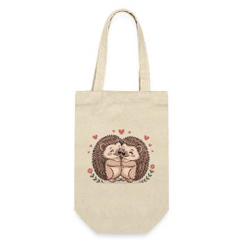 Hedgehog Couple Love with Hearts - Gift Bag for Bottles - nature - Front