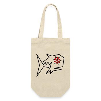Blüten Fisch Fantasie - Geschenkbeutel für Flaschen - Natur - Vorne