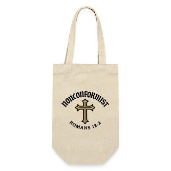 Anticonformiste Chrétien Romains 12:2 Croix d'Or - Sac à bouteille - nature - Devant