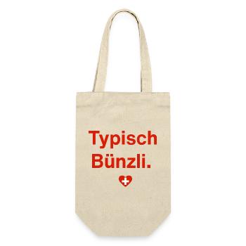 Typisch Bünzli. – Schweizer Minimal-Design - Geschenkbeutel für Flaschen - Natur - Vorne