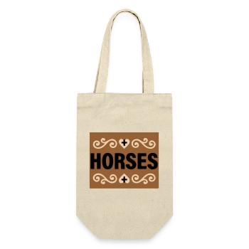 Horses Lettering Retro Riding - Gift Bag for Bottles - nature - Front