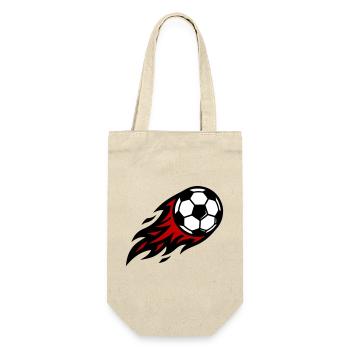 Fussball Feuer Ball - Geschenkbeutel für Flaschen - Natur - Vorne