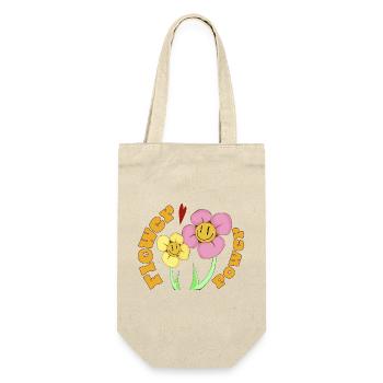 Flower Power Smile Pop Art - Geschenkbeutel für Flaschen - Natur - Vorne