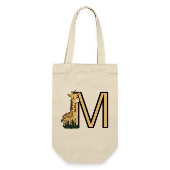 Giraffen M Initialen Design - Geschenkbeutel für Flaschen - Natur - Vorne