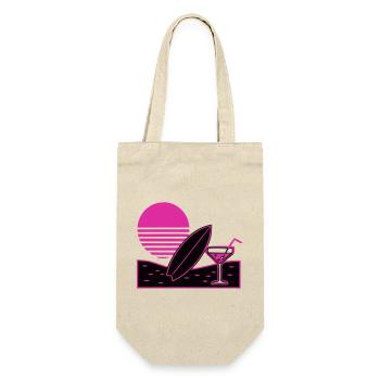Surfbrett Cocktail Strand Logo - Geschenkbeutel für Flaschen - Natur - Vorne