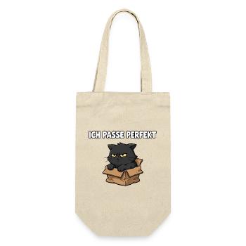 Grimmige Katze im Karton - Geschenkbeutel für Flaschen - Natur - Vorne