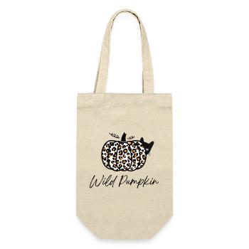 Halloween Katze – Leopard Kürbis, Halloween Shirt - Geschenkbeutel für Flaschen - Natur - Vorne