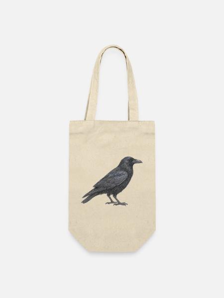Great European Raven Black Grafik in Grau - Geschenkbeutel für Flaschen - Natur