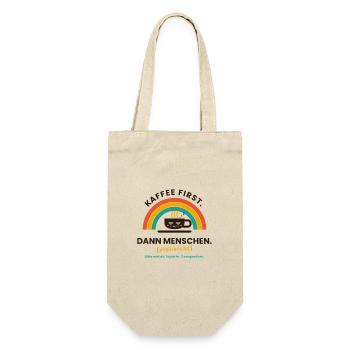 Kaffee zuerst ... ab 2. Tasse erst ansprechen - Geschenkbeutel für Flaschen - Natur - Vorne