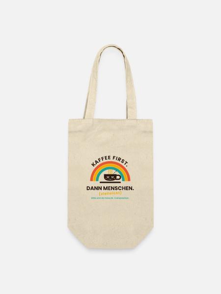 Kaffee zuerst ... ab 2. Tasse erst ansprechen - Geschenkbeutel für Flaschen - Natur
