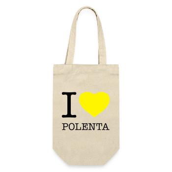 I LOVE POLENTA Mais - Geschenkbeutel für Flaschen - Natur - Vorne