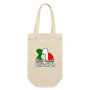 Küss mich Italienisch Geschenk - Geschenkbeutel für Flaschen - Natur - Vorne