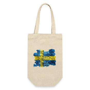 Schweden Vintage Flagge - Geschenkbeutel für Flaschen - Natur - Vorne