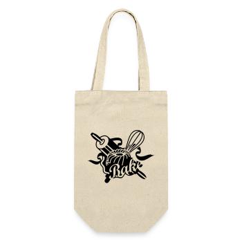 a rolling pin and a whisk with a ring cake - Gift Bag for Bottles - nature - Front