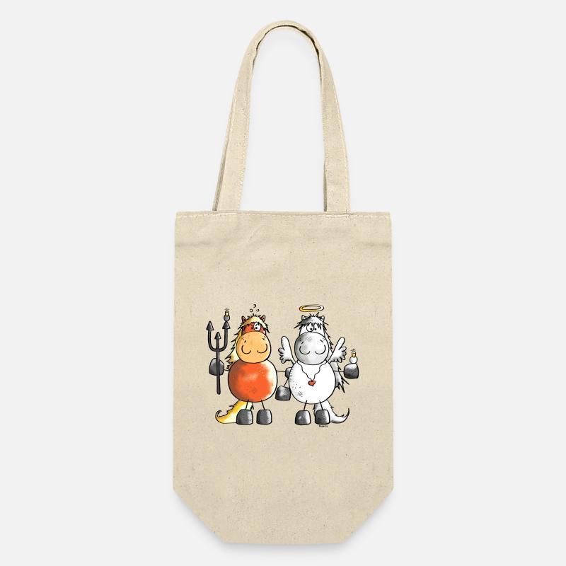 Teufel Vs Engel Pferde - Pferd - Geschenkbeutel für Flaschen - Natur