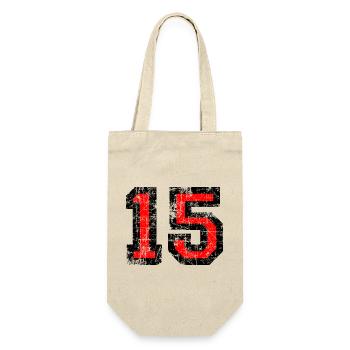 Zahl 15 (Vintage Rot) 15. Geburtstag Nr. 15 - Geschenkbeutel für Flaschen - Natur - Vorne