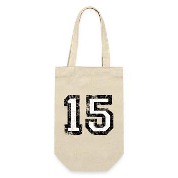Zahl 15 (Vintage Weiß) 15. Geburtstag Nr. 15 - Geschenkbeutel für Flaschen - Natur - Vorne