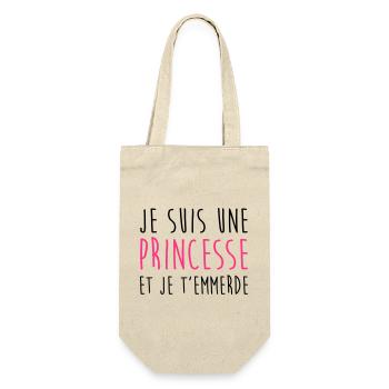 Je suis une Princesse et je t'emmerde Fille Femme - Sac à bouteille - nature - Devant