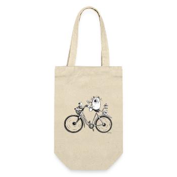 Katze auf Radtour - Geschenkbeutel für Flaschen - Natur - Vorne