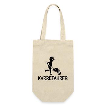 Bauarbeiter mit Schubkarre – KARREFAHRER - Geschenkbeutel für Flaschen - Natur - Vorne