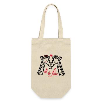 Giraffen Liebe - Geschenkbeutel für Flaschen - Natur - Vorne
