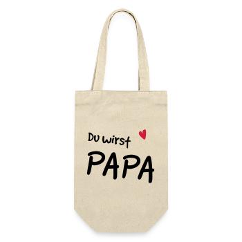 Du wirst Papa - Geschenkbeutel für Flaschen - Natur - Vorne