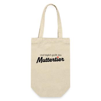 Und täglich grüßt das Muttertier - mit Farbwahl - Geschenkbeutel für Flaschen - Natur - Vorne