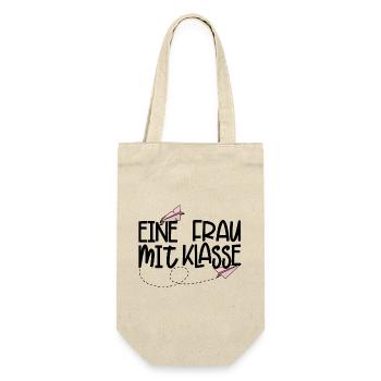 Eine Frau mit Klasse (schwarz) - Geschenkbeutel für Flaschen - Natur - Vorne