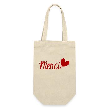 MERCI. THANKS. THANK YOU. ANNIVERSAIRE. NAISSANCE. - Sac à bouteille - nature - Devant