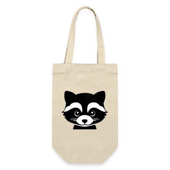 Waschbären süßer Cartoon Waschbär 16 - Geschenkbeutel für Flaschen - Natur - Vorne