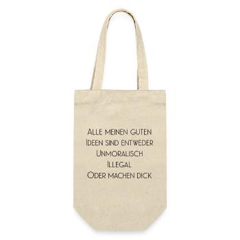 T-Shirt "alle meine guten Ideen" - Geschenkbeutel für Flaschen - Natur - Vorne