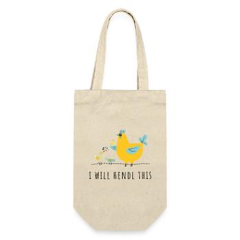 I will hendl this - Mama, Familie, Küken, Huhn - Geschenkbeutel für Flaschen - Natur - Vorne