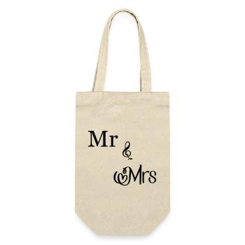 Mr and Mrs - Geschenkbeutel für Flaschen - Natur - Vorne