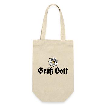Grüß Gott - Alpen Edelweiß aus Bayern - Geschenkbeutel für Flaschen - Natur - Vorne