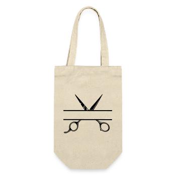 Texte bannière logo coiffeur ouvrir ciseaux - Sac à bouteille - nature - Devant