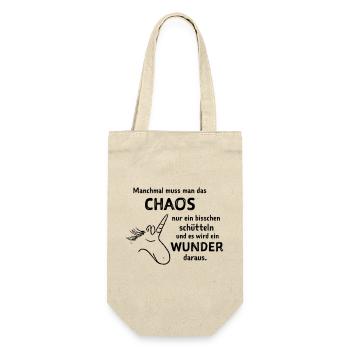 lustiger Spruch witzige Sprüche Chaos schütteln  - Geschenkbeutel für Flaschen - Natur - Vorne
