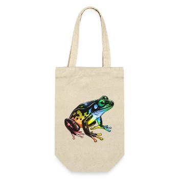 Frosch Kopf Bunt - Geschenkbeutel für Flaschen - Natur - Vorne