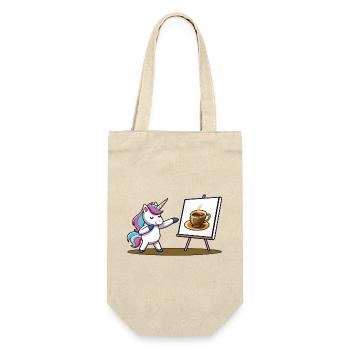 Kaffee - Einhorn - Geschenkbeutel für Flaschen - Natur - Vorne