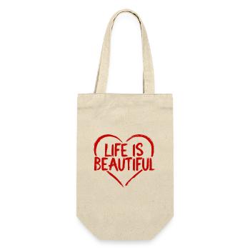Heart Saying Quote Life is beautiful - Gift Bag for Bottles - nature - Front