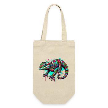 Gecko - Geschenkbeutel für Flaschen - Natur - Vorne