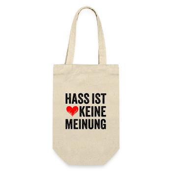 Hass ist keine Meinung - Geschenkbeutel für Flaschen - Natur - Vorne