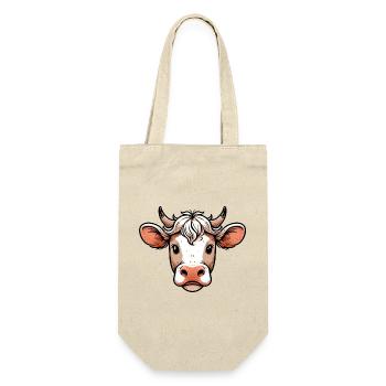 Kuh - Geschenkbeutel für Flaschen - Natur - Vorne