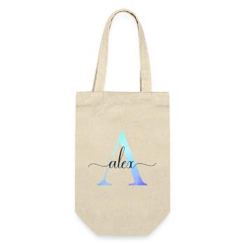 A| Monogram | Name | Alex | Watercolor - Gift Bag for Bottles - nature - Front
