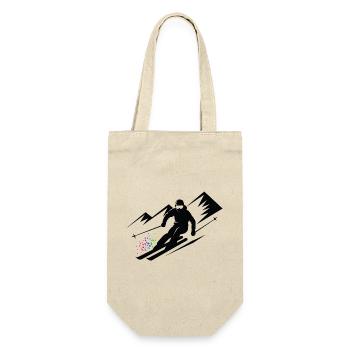 Skiurlaub Skifahrer Skifahren Wintersport - Geschenkbeutel für Flaschen - Natur - Vorne