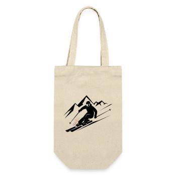 Skifahrer Ski Winter Winterurlaub Wintersport - Geschenkbeutel für Flaschen - Natur - Vorne