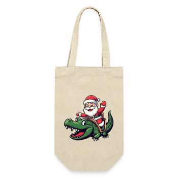 Alligator Père Noël dessin animé - Sac à bouteille - nature - Devant