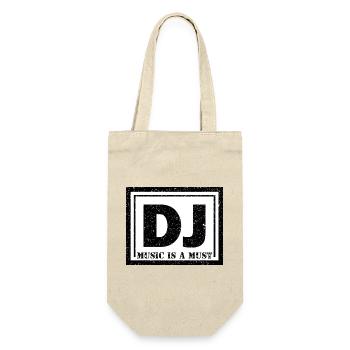 DJ Logo mit Schriftzug und Textur - Geschenkbeutel für Flaschen - Natur - Vorne