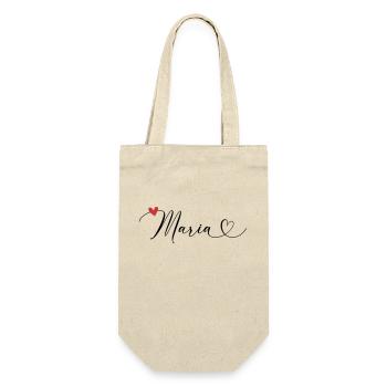 Maria Surname First name Calligraphy Heart - Gift Bag for Bottles - nature - Front