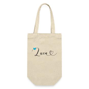 Luca Nom Prénom Calligraphie Coeur - Sac à bouteille - nature - Devant