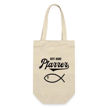 Pfarrer est 2025 Fisch Symbol Christentum Kirche - Geschenkbeutel für Flaschen - Natur - Vorne